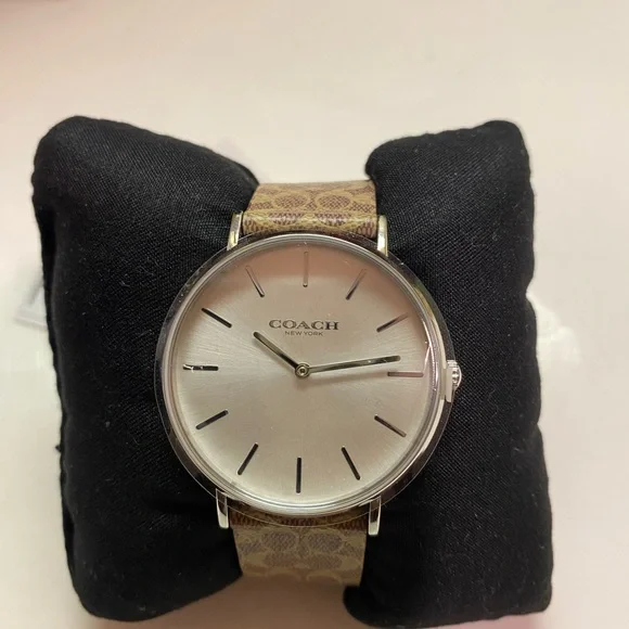 Coach Brown and Silver Watch with Signature Strap display picture 1